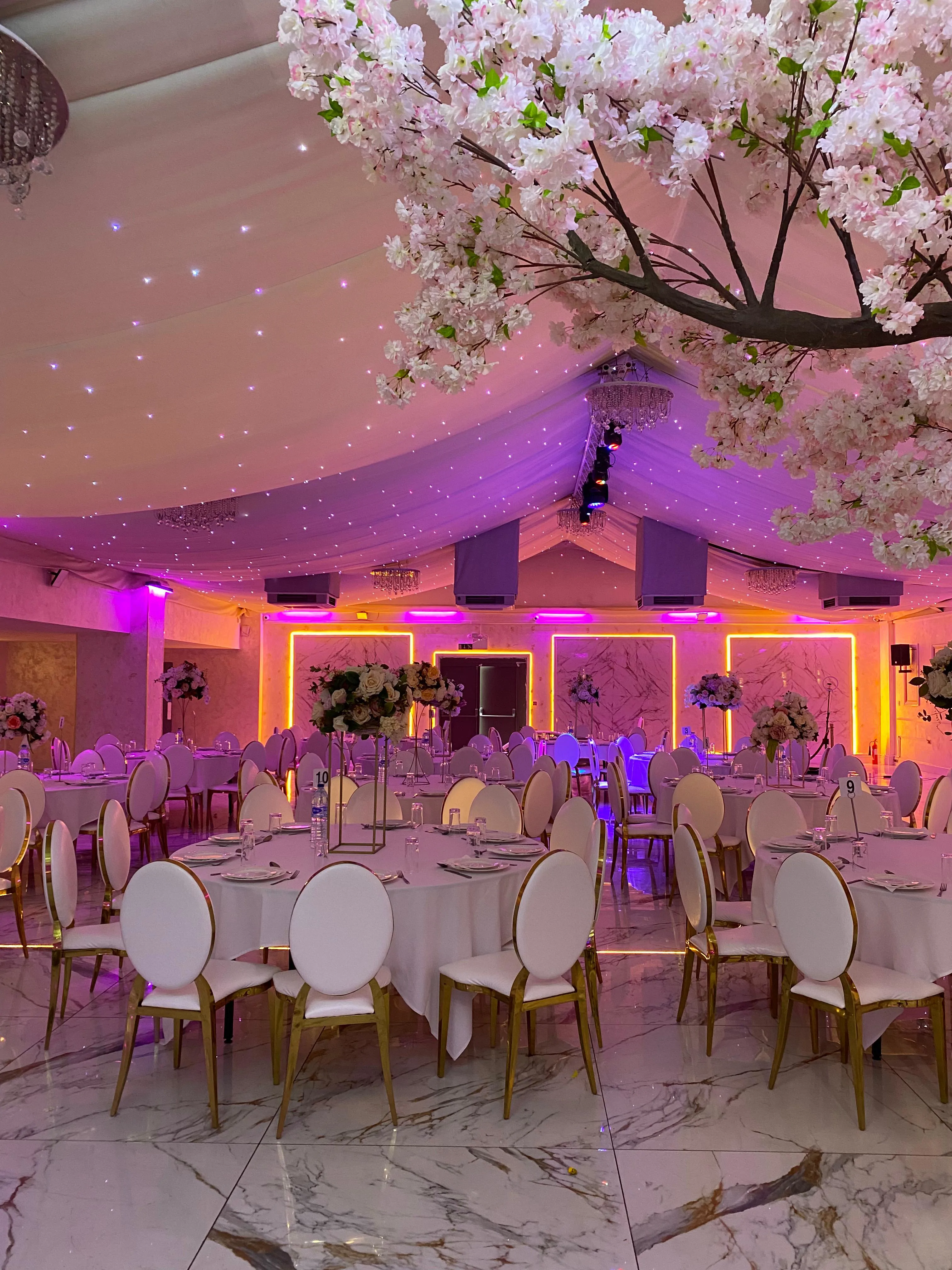 Rio Grande marquee ceiling and table settings